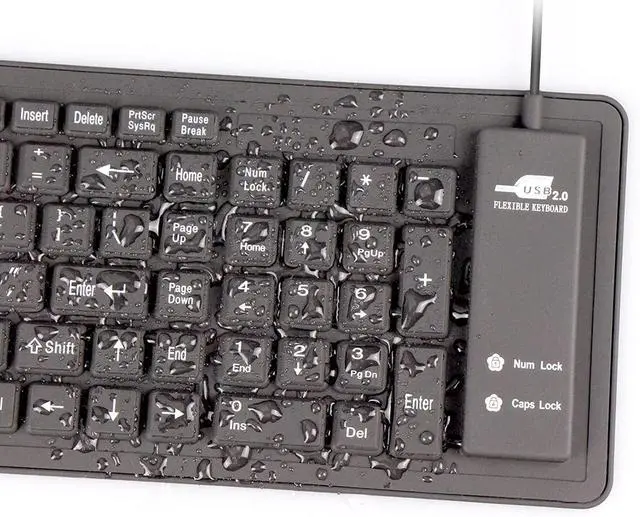 Alt view image 5 of 5 - Foldable Silicone Keyboard USB Wired Waterproof Rollup Keyboard for PC Notebook Laptop (All Black)