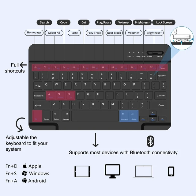 Alt view image 3 of 7 - for Samsung Galaxy Tab A11+/A9+ Case with Keyboard (Black, 11 inch) | Wireless Magnetic Detachable Folio Keyboard Cover with Pencil Holder, for Tab A9+/A11+ Plus 11 inch