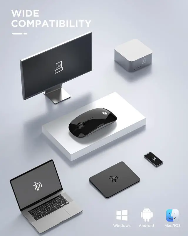 Alt view image 7 of 7 - Bluetooth Wireless Mouse, BT5.1/2.4G Dual Mode, Black