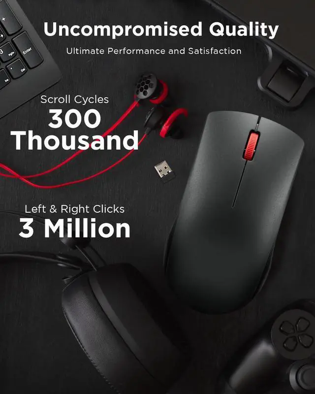 Alt view image 3 of 7 - Wireless Mouse (WL150) - 2.4G Nano USB-A Ambidextrous Ergonomic Mouse 3-Million Clicks, 1,000 DPI Portable Compact Cordless Design - Computer & Laptop Accessories