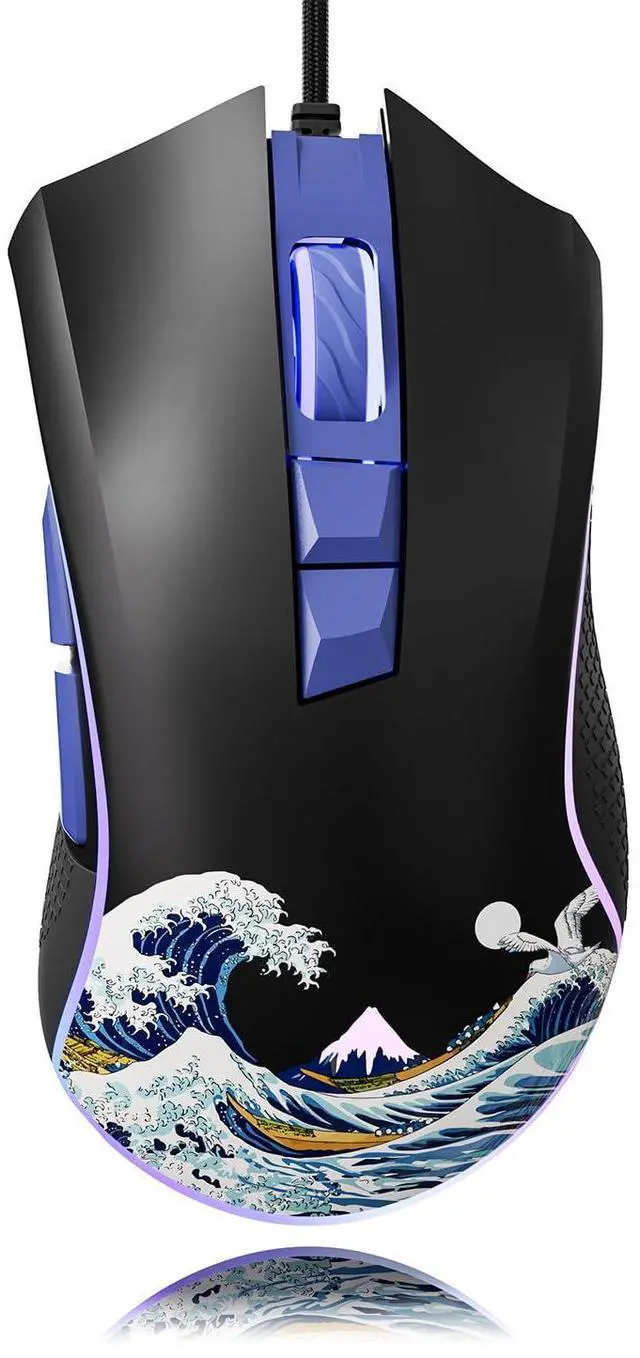 Main image of Wired Gaming Mouse, 12000 DPI RGB Mouse with 12 Backlit Modes & 7 Macro Buttons, PC Gaming Mice Support DIY Keybinding, Gamer Computer Mice for Laptop PC Mac Windows, Kanagawa