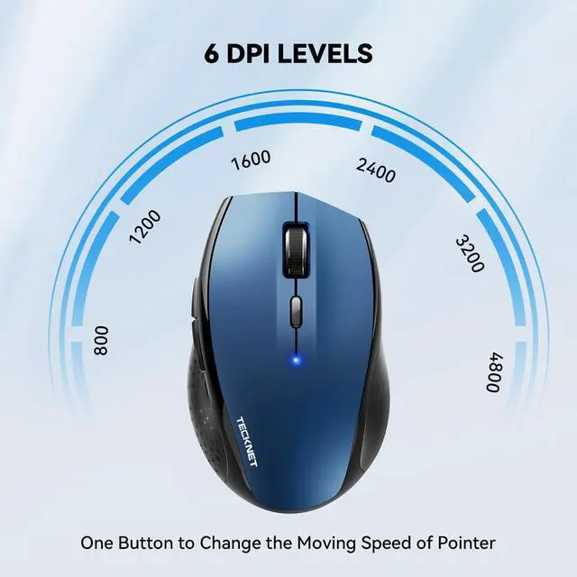 Alt view image 3 of 6 - Bluetooth Mouse, Wireless Silent 6 Buttons 2-Yr Battery, Blue