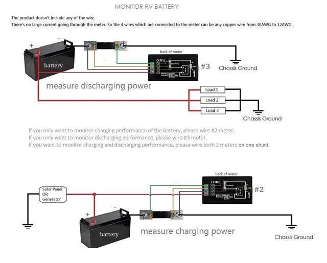 Alt view image 7 of 7 - DC 8-100V 0-100A Amp Meter Voltmeter Battery Monitor with 100A Shunt