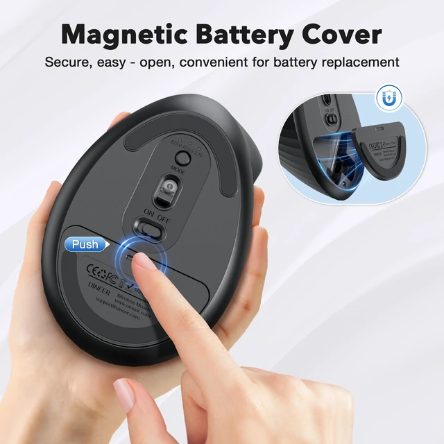 Alt view image 5 of 7 - Vertical Ergonomic Mouse, Tri-Mode Wireless, 12-Month Battery Life | Wireless Bluetooth 5.0/4.0 and 2.4GHz USB Receiver, 4 Adjustable DPI, Office Cordless Mouse for iPad, Laptop, Mac, PC