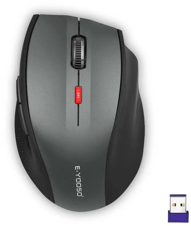 Main image of Wireless Mouse for Laptop, Portable Optical Computer Mouse, 6 Buttons, Cordless 2.4GHz with USB Receiver, 5-Level 4800 DPI, 18 Months Battery Life for PC Chromebook Windows Mac