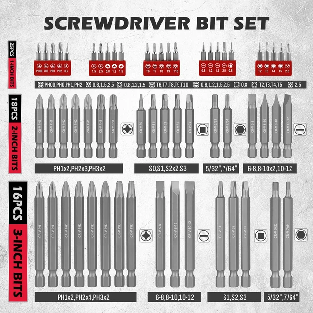 Alt view image 3 of 7 - 260-Piece Ultimate Precision Screwdriver Bit Set, Premium Security Bit Set Includes Magnetic Security Bits, Nut Driver, Ratchet Wrench and Bits Holder