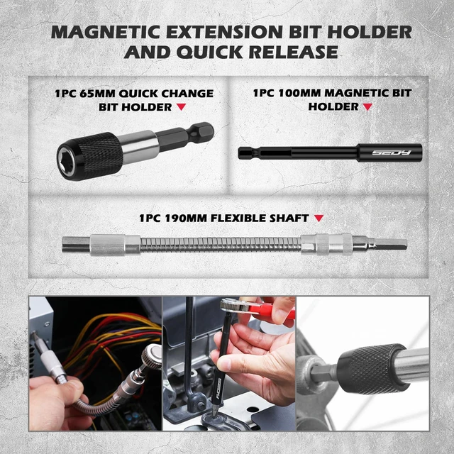 Alt view image 5 of 7 - 260-Piece Ultimate Precision Screwdriver Bit Set, Premium Security Bit Set Includes Magnetic Security Bits, Nut Driver, Ratchet Wrench and Bits Holder