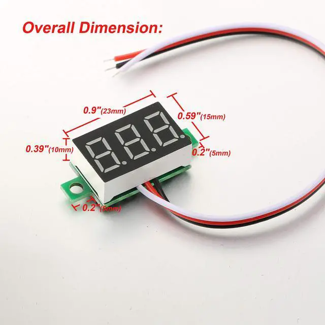Alt view image 6 of 7 - Pack of 5 Three-Wire Calibratable DC 0~30V Blue Digital Mini Voltmeter Gauge Tester Mount Car Motorcycle Battery Monitor Volt Voltage Meter 0.36" Blue LED Display Panel