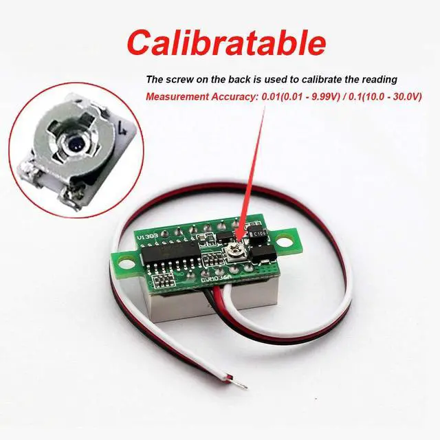 Alt view image 2 of 7 - Pack of 5 Three-Wire Calibratable DC 0~30V Blue Digital Mini Voltmeter Gauge Tester Mount Car Motorcycle Battery Monitor Volt Voltage Meter 0.36" Blue LED Display Panel