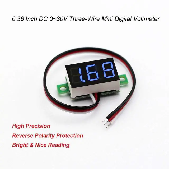 Alt view image 5 of 7 - Pack of 5 Three-Wire Calibratable DC 0~30V Blue Digital Mini Voltmeter Gauge Tester Mount Car Motorcycle Battery Monitor Volt Voltage Meter 0.36" Blue LED Display Panel