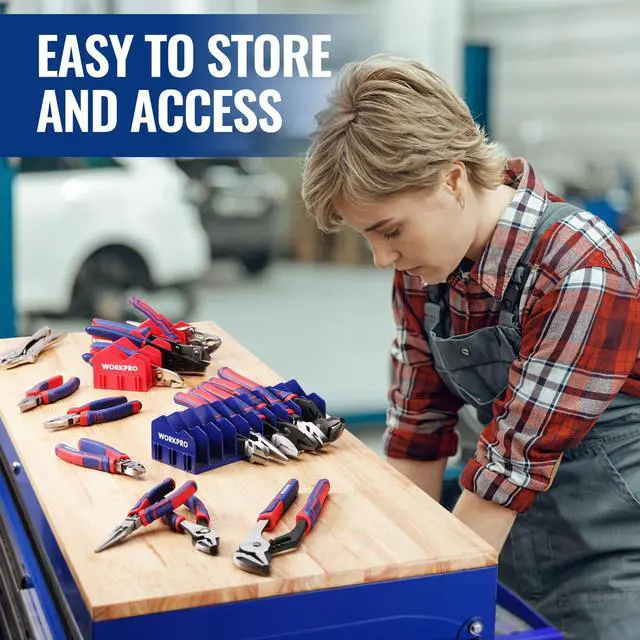 Alt view image 7 of 7 - 2-Pack Plier Organizer Rack, 20-Slot Tool Organizer and Storage | Large Capacity Plier Holder, Non-Slip Rubber Base, High-Strength Plastic, Extendable Tool Box Organizer, Pliers Not Included