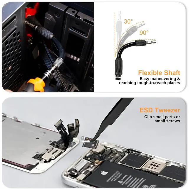 Alt view image 4 of 6 - 33 In 1 Precision Screwdriver Set, Magnetic Tips Small Screwdriver Kit with Multi Replaceable Torx Bits, DIY Tool Electronics Repair Kit with Tweezers for Phone, Laptop, Computer, Watch, Bell