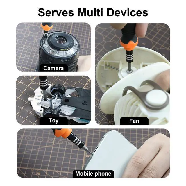Alt view image 5 of 6 - 33 In 1 Precision Screwdriver Set, Magnetic Tips Small Screwdriver Kit with Multi Replaceable Torx Bits, DIY Tool Electronics Repair Kit with Tweezers for Phone, Laptop, Computer, Watch, Bell