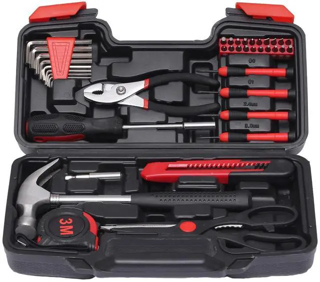 Main image of 39-Piece Household Tools Kit - Small Basic Home Tool Set with Plastic Toolbox - Great for College Students, Household Use & More