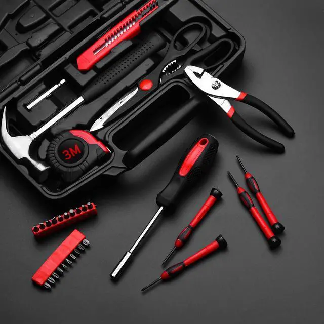 Alt view image 2 of 6 - 39-Piece Household Tools Kit - Small Basic Home Tool Set with Plastic Toolbox - Great for College Students, Household Use & More