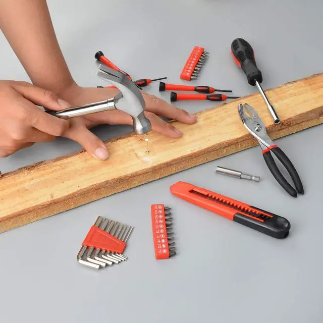 Alt view image 4 of 6 - 39-Piece Household Tools Kit - Small Basic Home Tool Set with Plastic Toolbox - Great for College Students, Household Use & More