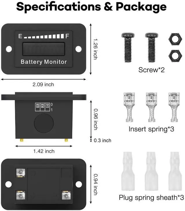 Alt view image 6 of 6 - 12V 24V 36V 48V 60V 72V LED Battery Monitor Meter Battery Fuel Gauge Indicator ELMCONFIG BM210 Lead-Acid&Lithium ion Battery Tester for Golf CART Yamaha Club CAR EZGO Stacking Machine Motorcycle