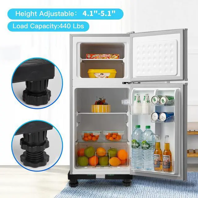 Alt view image 2 of 7 - Mini Fridge Stand Universal Raised Base Adjustable Refrigerator Stands with 4 Strong Feet Washing Machine Pedestal Multi-Functional Bases for Dryer (Black)