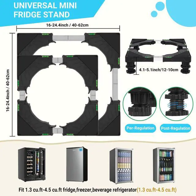 Alt view image 3 of 7 - Mini Fridge Stand Universal Raised Base Adjustable Refrigerator Stands with 4 Strong Feet Washing Machine Pedestal Multi-Functional Bases for Dryer (Black)