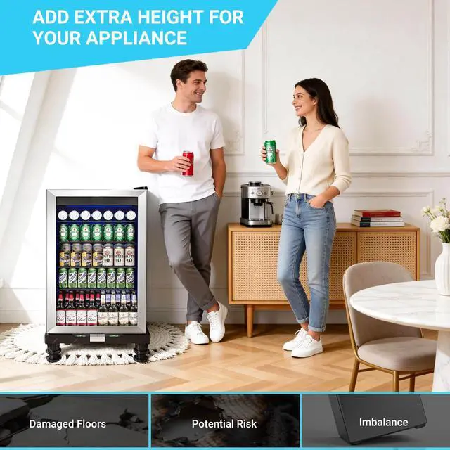 Alt view image 5 of 7 - Mini Fridge Stand Universal Raised Base Adjustable Refrigerator Stands with 4 Strong Feet Washing Machine Pedestal Multi-Functional Bases for Dryer (Black)