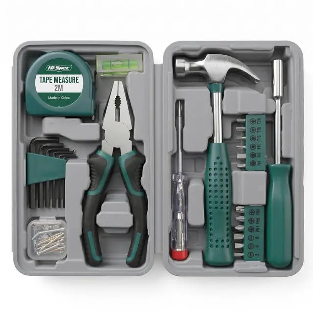 Main image of Small Tool Kit Compact Set for Home and Office DIY, 25-Piece Green Mini Tool Box for Basic Household Repairs, Starter Toolkit in a Portable Toolbox Case.