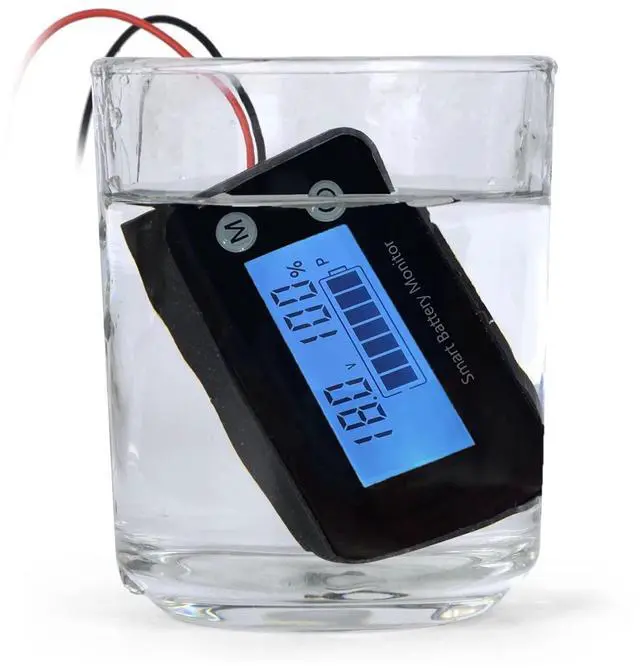 Alt view image 2 of 7 - Waterproof Battery Monitor12v 24v 36v 48v 60v 72v ,Car Motorcycle Golf cart Battery Meter Digital Battery Capacity Remaining Capacity Percentage Tester with Buzzer Alarm and TemperatureBule