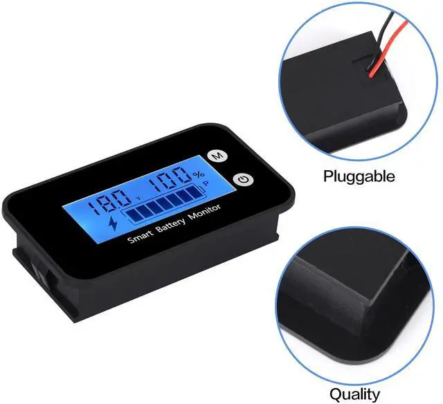 Alt view image 6 of 7 - Waterproof Battery Monitor12v 24v 36v 48v 60v 72v ,Car Motorcycle Golf cart Battery Meter Digital Battery Capacity Remaining Capacity Percentage Tester with Buzzer Alarm and TemperatureBule