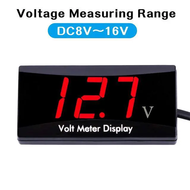 Alt view image 2 of 7 - DC 12V Car Digital Voltmeter - LED Display Voltage Volt Meter Gauge for Car Motorcycle (Red)