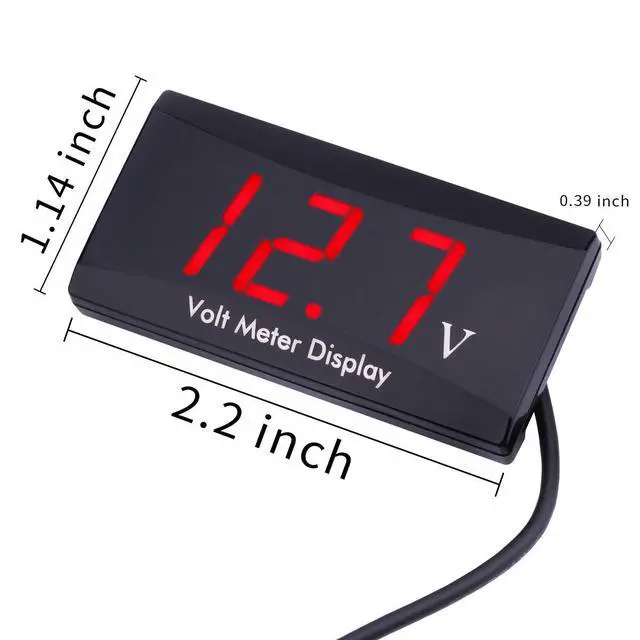 Alt view image 5 of 7 - DC 12V Car Digital Voltmeter - LED Display Voltage Volt Meter Gauge for Car Motorcycle (Red)