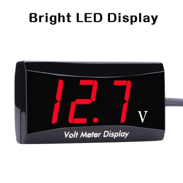 Alt view image 3 of 7 - DC 12V Car Digital Voltmeter - LED Display Voltage Volt Meter Gauge for Car Motorcycle (Red)