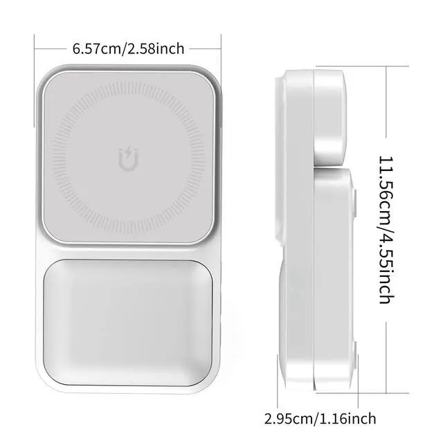 Alt view image 7 of 7 - 3in1 Wireless Charging Station for Apple,15W Fast Qi-Certified Magnetic Mag-Safe Charger Stand for Apple 16 15 14 Apple Watch AirPods,Foldable Adjustable Angle and Portable,Gifts for Men S1White