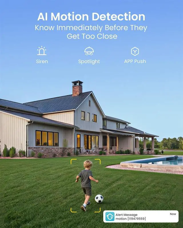 Alt view image 6 of 7 - ieGeek Solar Security Cameras Wireless Outdoor, WiFi Surveillance Camera with Solar Panel & 9000mAh Battery, 24/7 Recording, 360° Panoramic View, Auto Tracking, 2K Color Night Vision, No Subscription