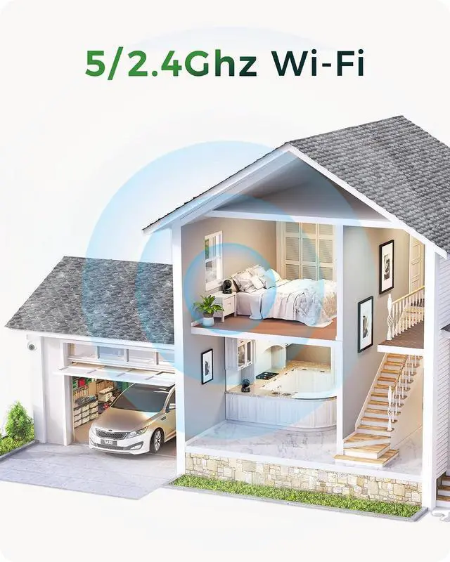 Alt view image 7 of 7 - Ctronics 4K 8MP Indoor Security Camera, Auto Tracking, Dual Band WiFi, 65ft IR Night Vision, AI Person/Vehicle/Pet Detection, PC/App 24/7 Recording, 256GB TF/Cloud, FTP/NVR/NAS, Two-Way Audio, 7104K