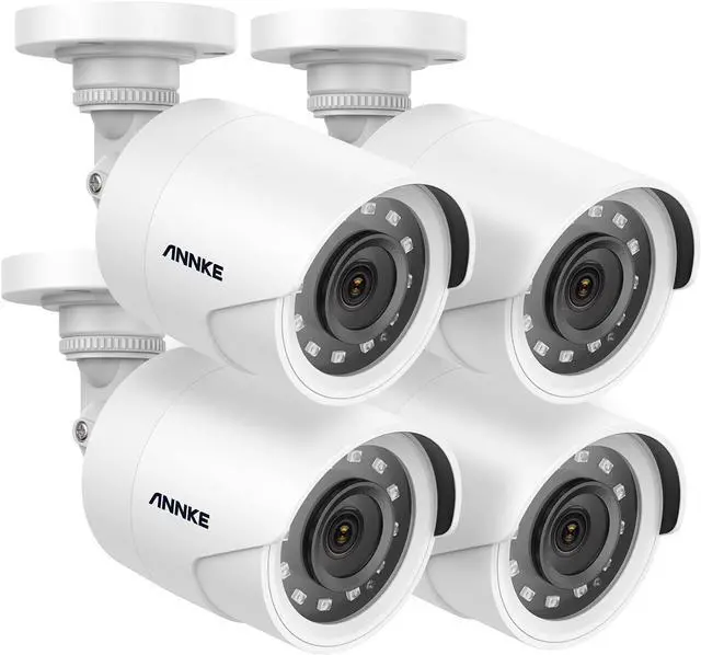 Main image of ANNKE 2MP Wired Security Camera, 1080P HD TVI Add-on CCTV Bullet Cams, 100ft IR Night Vision, IP66 Weatherproof Housing, 3.6mm Lens for Outdoor Home Business Surveillance, 4 Pack, White