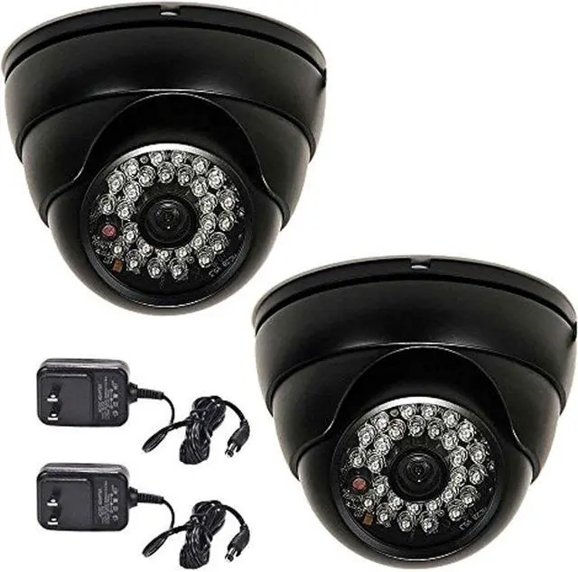 Main image of VideoSecu 2 Pack Dome 700TVL Outdoor Security Cameras 1/3" CCD Built-in IR Infrared Day Night Vision 3.6mm Lens Wide Angle for DVR CCTV Home Surveillance System with Power Supplies AC4