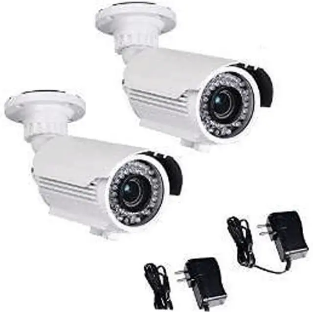 Main image of VideoSecu 2 Pack 700TVL High Resolution Built-in 1/3'' Effio CCD Zoom Bullet Security Cameras Day Night Vision Outdoor 42 Infrared LEDs 4-9mm Varifocal Lens with Free Power Supplies IRE96W BTX
