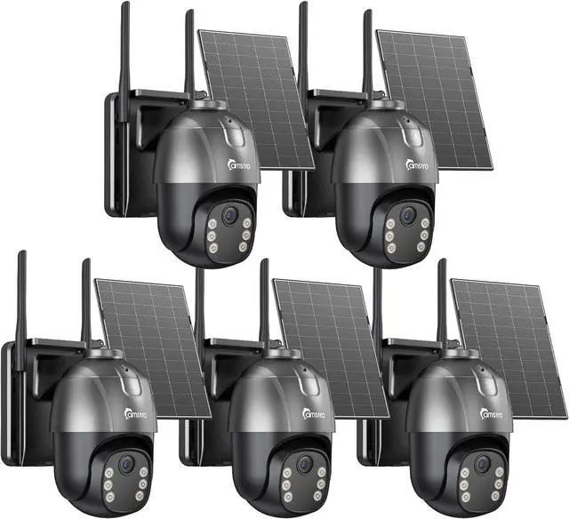 Main image of 4G LTE Cellular 5 Pack Solar Security Camera Wireless Outdoor & No Monthly Fee, AOV 24/7 Continuous Recording Camera, 2K Color Night Vision, AI Detection, 360° Pan & Tilt, IP66, 32GB SD Card