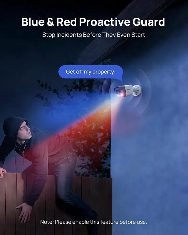Alt view image 4 of 7 - ANNKE 3K PoE Security Camera with Red and Blue Light Alarm, 2.8mm Lens (123°FOV), Color Night Vision, AI Motion Detection, Two-Way Audio, Surveillance Outdoor Bullet Cam with 512GB SD Card Slot, IP67