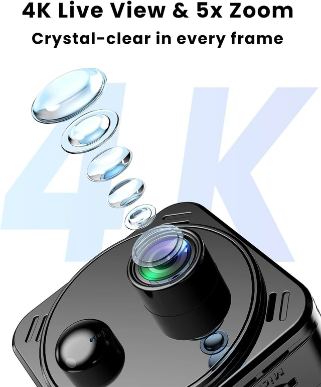 Alt view image 4 of 7 - 4K Mini Hidden Camera, Dual-Band 2.4/5GHz WiFi Indoor Security Camera with AI Human Detection, Night Vision, Cloud/SD Storage, Up to 150-Day Standby Battery