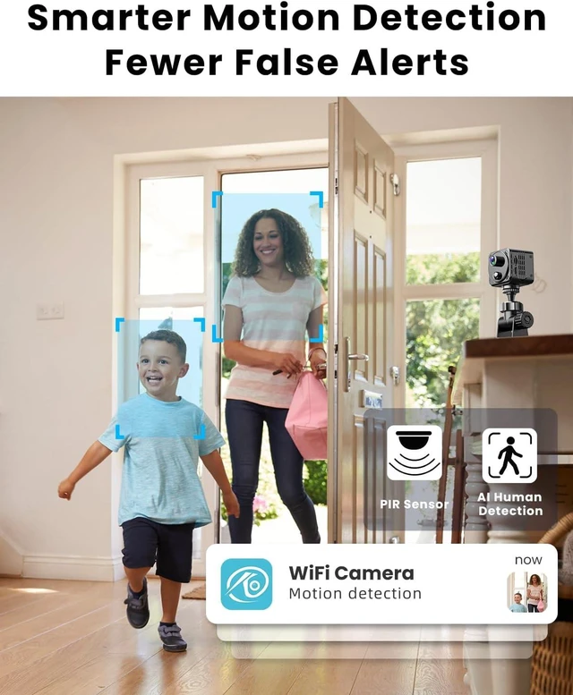 Alt view image 5 of 7 - 4K Mini Hidden Camera, Dual-Band 2.4/5GHz WiFi Indoor Security Camera with AI Human Detection, Night Vision, Cloud/SD Storage, Up to 150-Day Standby Battery