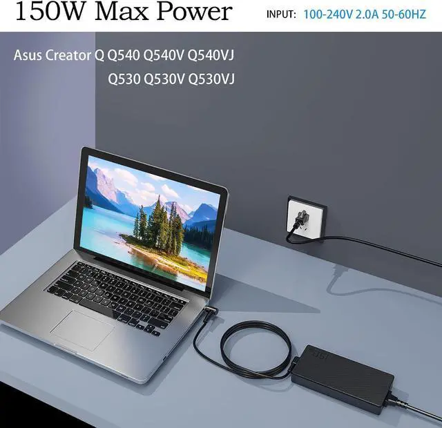 Alt view image 6 of 6 - 150W 7.5A AC Charger fit for ASUS Creator Q Q540V Q530V Q540VJ Q530VJ Q540