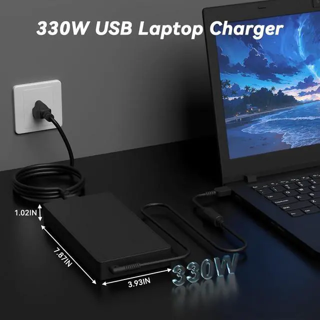 Alt view image 2 of 7 - 330W 300W 245W Laptop Charger Compatible with Lenovo Legion Pro