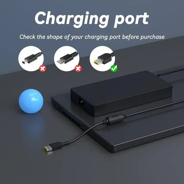Alt view image 3 of 7 - 330W 300W 245W Laptop Charger Compatible with Lenovo Legion Pro