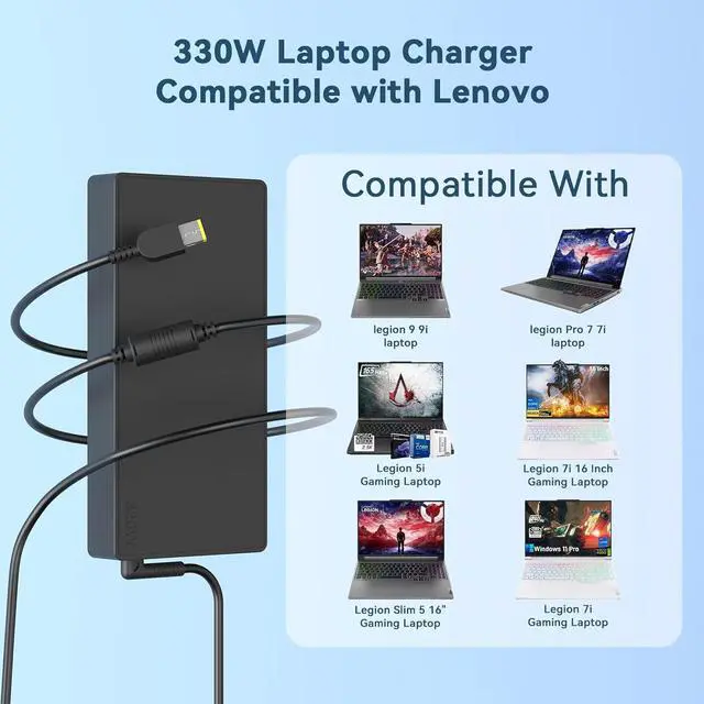 Alt view image 5 of 7 - 330W 300W 245W Laptop Charger Compatible with Lenovo Legion Pro