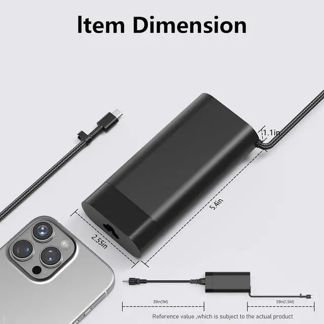 Alt view image 4 of 7 - 100W USB C Charger Fit for HP EliteBook 800/1040/G1i/G1a x360 Series
