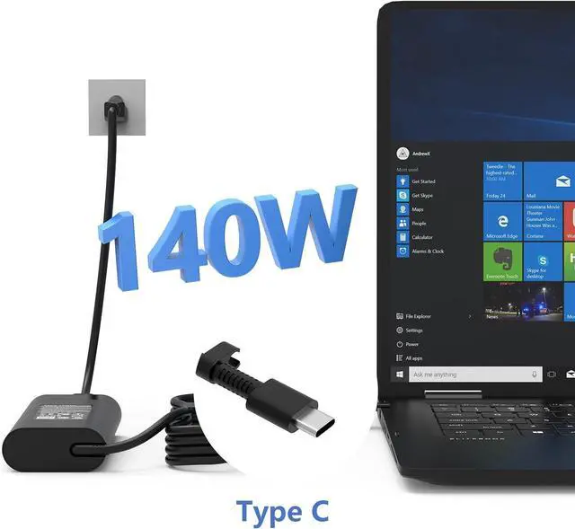 Alt view image 7 of 7 - 140W USB-C PD 3.1 Charger Compatible with HP OMEN Transcend 14-fb0000 MAX 16-ah0000, Omnibook, Spectre x360 16-aa0000, ZBook 8 G1a/G1i/G1as 14 16, Ultra G1a/G1ak Laptop Power Supply
