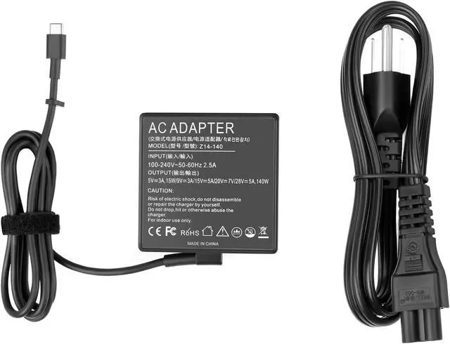 Alt view image 6 of 6 - 140W USB Type C Charger Compatible with Asus ROG Flow Z13 X13 Gaming Laptop ROG Bulwark Dock (2025) DG300 Msi Summit E16 SummitPro 14 16 A24-140P2A A23-140P1A ADP-140EB B AC Adapter