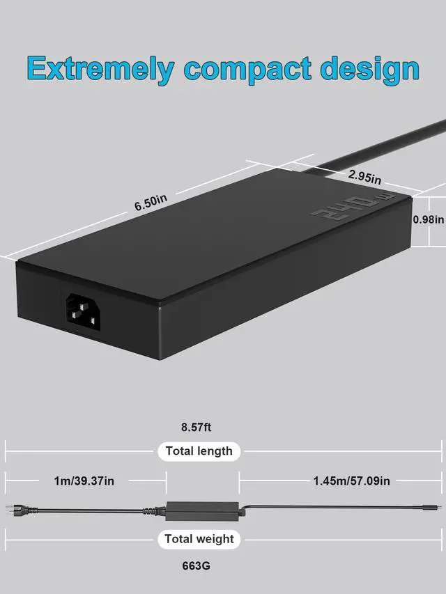 Alt view image 4 of 7 - 240W Charger Compatible with Asus TUF Gaming A18 A16 A14 ROG Zephyrus G14 G16 2025 2024 Series FA808 FA401 FA608 GU605 GA605 GA403 ProArt P16 PX13 ROG Flow Z13 GZ302EA Laptop