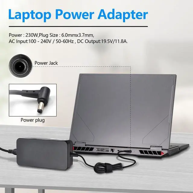 Alt view image 5 of 7 - 230W 19.5V 11.8A AC Laptop Charger Compatible with ASUS Rog Zephyrus M GU501G GU502G GU501 GU502 GU501GM GU502GV GU502GU GU502L GU502LU GU502LV GU502LW GU502LWS GM501 GM501G GM501GS GM501GM