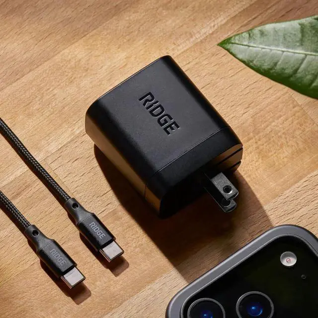 Alt view image 5 of 7 - Ridge 45W Wall Charger Set, Dual USB-C Ports, Laptop-Grade Power with Complete Cable Kit Included - Matte Black